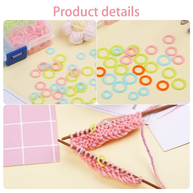 LUNARM Stitch Markers Rings (380 Pcs) - Colorful Knitting Kit with Portable Storage Box for Sewing DIY Handcrafts - Image 3